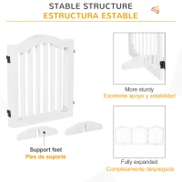 PawHut Barrera de Seguridad para Perros Pequeños Plegable Barrera para Perros en Casa de 3 Paneles 154,5x29,5x61 cm Blanco(m-7)