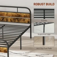HOMCOM Industrial-Style King Bed Frame - Black/Brown(m-5)
