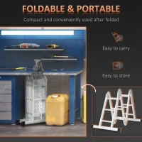 DURHAND 3.4M 5-in-1 Telescoping Ladder with 2 Safety Platforms, Alloy Aluminium Multi Purpose 4-Fold Collapsible Ladder with 12 Steps, 150 kg Weight Capacity(m-7)