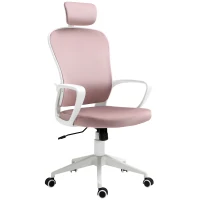 Vinsetto Bürostuhl mit Wippfunktion höhenverstellbarer Computerstuhl ergonomischer Drehstuhl mit Armlehne Kopfstütze Samtoptik 63 x 64 x 118-128 cm Rosa(m-9)