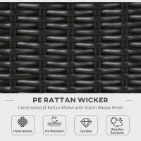 Outsunny Outdoor PE Rattan Gas Fire Pit Table, Patio Square Propane Heater with Marble Desktop, Rain Cover, Glass Windscreen, and Glass Stones, 50,000 BTU, Black(m-7)