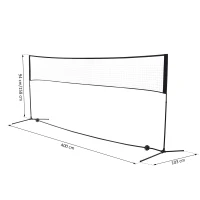 HOMCOM Badmintonnetz 94/158cm faltbares Volleyballnetz mit Transporttasche 2-Fach-Höhenverstellbar Tennisnetz Badminton Netz tragbares Set für Tennis Federballnetz für Garten Park Outdoor(m-3)