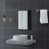 HOMCOM Wall Bathroom Mirror, 70 x 50 cm Wall-Mounted Mirror for Living Room, Bedroom, Hallway, Black(m-7)