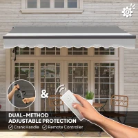 Outsunny 3 x 2.5m Electric Awning with Remote Controller, Aluminium Frame DIY Retractable Awning, UV30+ Sun Shade Canopy for Garden Patio Deck Door Window, Light Grey(m-4)