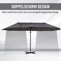 Outsunny XXL-Sonnenschirm mit Kreuzständer inkl. Handkurbel wetterbeständig 270 cm x 440 cm x 250 cm Grau(m-5)