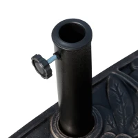 Outsunny 9kg Resin Parasol Base, Half Round Umbrella Stand with Floral Design for Garden, Outdoor, Suitable Umbrella Rod: Φ3.8cm, Φ4.8cm, Bronze Tone(m-7)