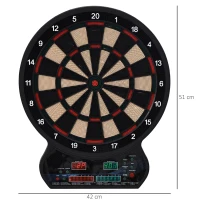HOMCOM Electronic Hanging Dartboard LED Digital Score Set 27 Games and 202 Variations with 12 Soft Tip Darts(m-3)