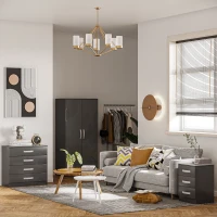 HOMCOM Set 2 Comodini Moderni con 3 Cassetti per Camera da Letto e Soggiorno in Truciolato, 40x36x56 cm, Grigio(m-7)