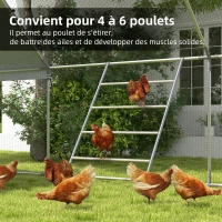 PawHut Grand perchoir échelle pour poules 4 niveaux avec barreaux en bois et structure métal 140 x 86 x 2,5 cm argent naturel(m-6)