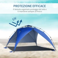 Outsunny Tenda da Spiaggia Pop Up per 4-6 Persone con Protezione UV, Borsa di Trasporto, 247x247x145cm, Blu(m-6)