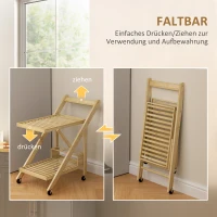 HOMCOM Wózek kuchenny na kółkach, z 3 półkami na wino, 2 tacami, do kuchni, jadalni, drewno bambusowe, jasnobrązowy(m-5)