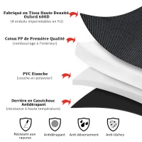 PawHut Housse de sièges arrières de voiture couverture tapis de protection imperméable chien chat 1,47 x 1,37 m tissu 600D oxford haute densité noir(m-5)