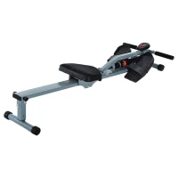 HOMCOM Rudergerät für Zuhause, Hydraulisches Fitness-Rudergerät mit LCD-Display, 12 Widerstandsstufen, Rudermaschine belastbar bis 100kg Fitnessgerät Trainingsgerät für das Ganzkörpertraining(m-10)