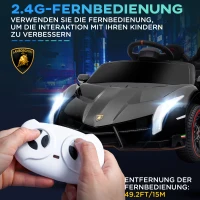 HOMCOM Elektro Kinderauto, lizenzierter Lamborghini Veneno, 3-7 km/h, Flügeltüren, Musikplayer, Fernsteuerung, Schwarz(m-5)