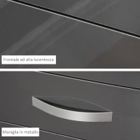 HOMCOM Cassettiera da 4 Cassetti con Maniglie di Metallo, in Truciolato, 75x36x72 cm, Grigio(m-6)