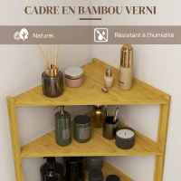 HOMCOM Meuble étagère de rangement 4 niveaux sur pieds en bambou - étagère salle de bain - dim. 37L x 34l x 79,5H cm(m-6)