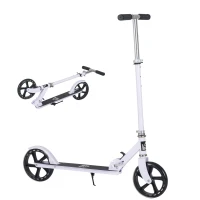 HOMCOM Patinete Plegable para Niños de 7-14 Años Scooter Infantil Manillar Ajustable en Altura de 4 Niveles con Freno Blanco(m-10)
