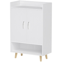 HOMCOM Schuhschrank, Schuhregal mit Türen und Regalen, für Flur, moderne Schuhkommode, Schuhablagen, 60 x 30 x 92 cm, Weiß