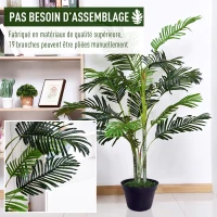 Outsunny Palmier Artificiel Hauteur 150 cm Arbre Artificiel décoration Plastique Fil de Fer Pot Inclus Vert(m-5)