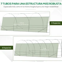 Outsunny Invernadero de Exterior Invernadero de Túnel 6x3x2 m Invernadero de Jardín Grande con 12 Ventanas y Puerta Enrollable con Cremallera Macro de Metal para Cultivo Plantas Verde(m-8)