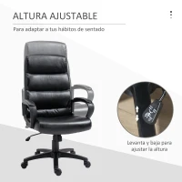 Vinsetto Silla de Oficina Giratoria Silla de Escritorio Ergonómica con Altura Ajustable Reposabrazos Respaldo Alto Acolchado de Piel Sintética 66x66x107-114 cm Negro(m-4)