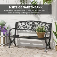 Outsunny 2-Sitzer Gartenbank Sitzbank 240kg belastbar Bank Gartenmöbel für den Innen- und Außenbereich geeignet 127x60x85 cm Schwarz(m-4)