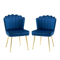 HOMCOM Set 2 Sedie Moderne e Imbottite per Salotto o Soggiorno con Rivestimento Effetto Vellutato, 57x58x88cm, Blu(m-10)