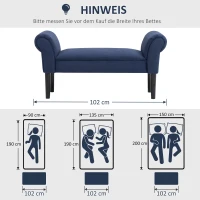 HOMCOM Gepolsterte Sitzbank für Schlafzimmer und Flur, bis 130 kg belastbar, 102 x 36 x 51 cm, Blau(m-6)