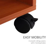 HOMCOM Multi-Storage Compact Work Desk, with Wheels - Cherry Wood Colour(m-5)