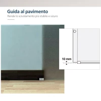 HOMCOM Porta Scorrevole Interna in Vetro Smerigliato e Satinato con Binario B3 in Alluminio per Bagno Cucina Studio Vetro 205x 90x 0,8cm(m-5)