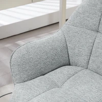 HOMCOM Fauteuil chaise de bureau dossier assise capitonnée hauteur réglable pivotant 360° piètement noir revêtement tissu gris(m-8)