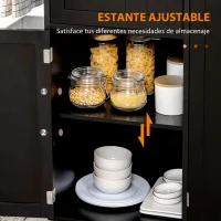 HOMCOM Isla de Cocina con Ruedas Carro de Cocina con Cajón Armarios con Estantes y Barra para Colgar 135x45x94,5cm Negro(m-6)