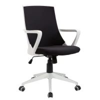 HOMCOM Fauteuil chaise de bureau ergonomique grand confort pivotant 360° hauteur réglable textilène noir blanc(m-10)