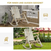 Outsunny Schaukelstuhl aus Holz Schaukelsessel mit hoher Rückenlehne wetterfest Gartenstuhl bis 113kg belastbar Relaxstuhl für Wohnzimmer Garten, Rasen, Balkon Natur(m-7)