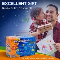 HOMCOM Playset Acquatico 53 Pezzi con Acqua e Sabbia, Percorso Acquatico per Bambini 3-6 Anni con Accessori e Parti Componibili, in PP, 123x90x7cm, Blu e Rosso(m-7)