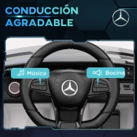 AIYAPLAY Coche Eléctrico para Niños de +3 Años Mercedes-Benz AMG GTR con Batería 12V Mando a Distancia Faros Bocina Música Blanco(m-6)