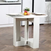HOMCOM Esstisch Klapptisch Esszimmertisch Tisch Ablagefläche Spanplatte Holz Weiß 104 x 76 x 73,7 cm(m-2)