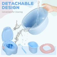 HOMCOM Portable Baby Potty Kids Children Training Toilet Chair Toddler Trainer Stool with Cushion 6 Months - 2 Years Blue(m-5)