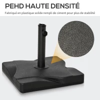 Outsunny Pied de parasol base de lestage parasol carré dim. 41,5L x 41,5I x 33H cm poids net 20 Kg ciment HDPE noir(m-5)