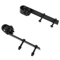 HOMCOM Kit de porte coulissante système galandage pour porte d'une épaisseur de 35-45 mm et largeur max. 1 m charge max. 100 Kg acier brun foncé(m-8)