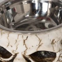 HOMCOM Halloweendekoration, Skelett-Süßigkeitenschale, leuchtende Augen, unheimliches Heulen, Grau/Schwarz(m-8)