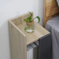 HOMCOM Comodino Moderno Grigio con Ripiano Aperto, Set 2 Pezzi in Truciolato per Camera da Letto e Soggiorno, 27x25x60cm(m-8)