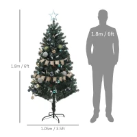 HOMCOM 6ft Pre-Lit Xmas Tree with Decorations, Green, Blue and Warm White(m-3)