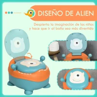 ZONEKIZ Orinal para Bebé de 6-36 Meses Orinal Infantil en Forma de Alien Tapa Estructura Antideslizante 35,6x35,7x22,2 cm Azul(m-5)