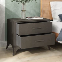 HOMCOM Velvet-Feel Chest of Two Drawers - Brown(m-7)