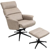 HOMCOM Relaxsessel mit Fußhocker, verstellbare Kopfstütze; Sessel mit Fußbank, verstellbare Rückenlehne, Khaki(m-10)