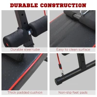 HOMCOM Sit Up Bench Core AB Workout Fitness Excercise Machine Adjustable Thigh Support Home Gym Black(m-6)