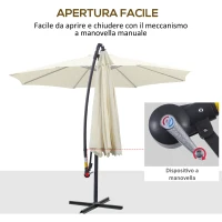 Outsunny Ombrellone Decentrato da Giardino con Base a Croce Inclusa, in Metallo e Poliestere, 3x2.5 m, Beige(m-4)