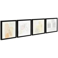 HOMCOM Set de 4 Cuadros en Lienzo de Pintura Abstracta Decoración Elegante para Dormitorio Salón 33x33 cm Multicolor(m-11)