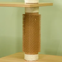 PawHut Kratzbaum Katzenbaum Katzenhöhle, 1 Katzenbett, 1 Liegefläche, 59,5 cm x 39,5 cm x 114 cm, Braun + Weiß(m-7)